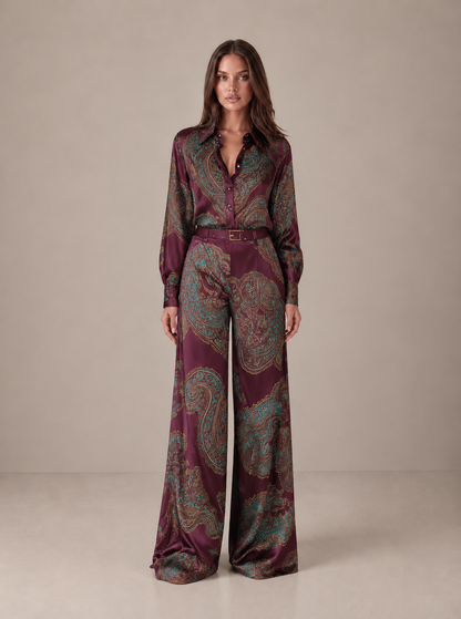 AMARA | Conjunto completo satén estampado paisley