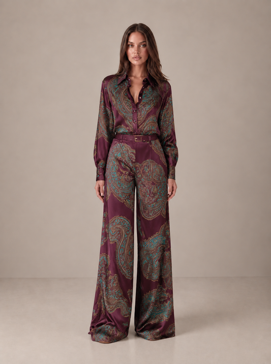 AMARA | Conjunto completo satén estampado paisley