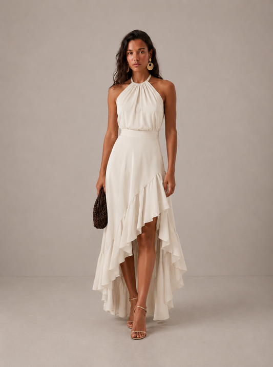 SARA | Vestido Elegante con Bajo Asimétrico