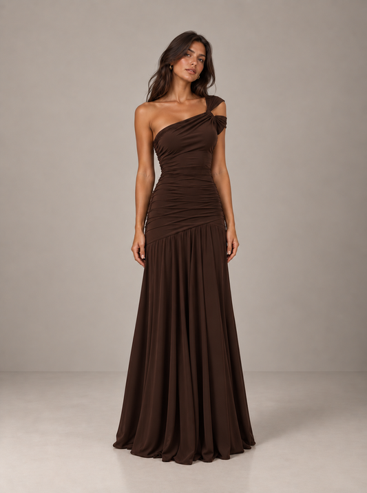 VERA | Vestido Maxi Asimétrico Fruncido