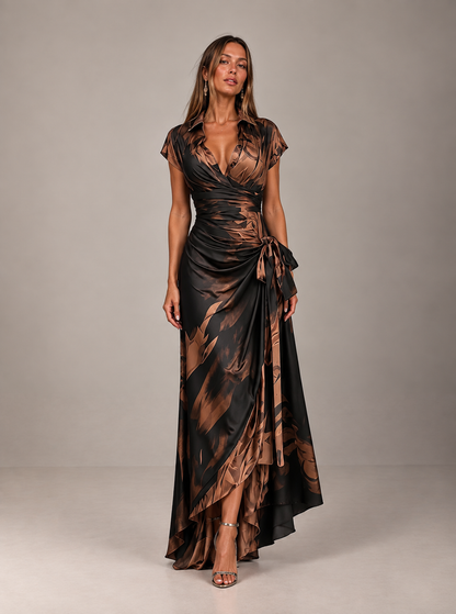 ROMA | Vestido largo cruzado con escote en V