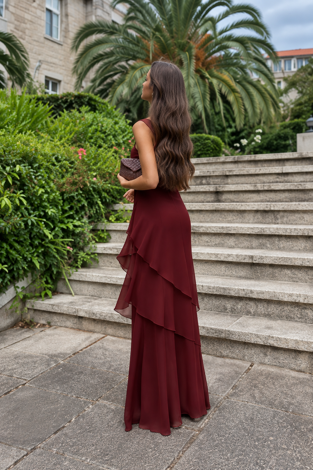 ELIA | Vestido largo asimétrico con volantes
