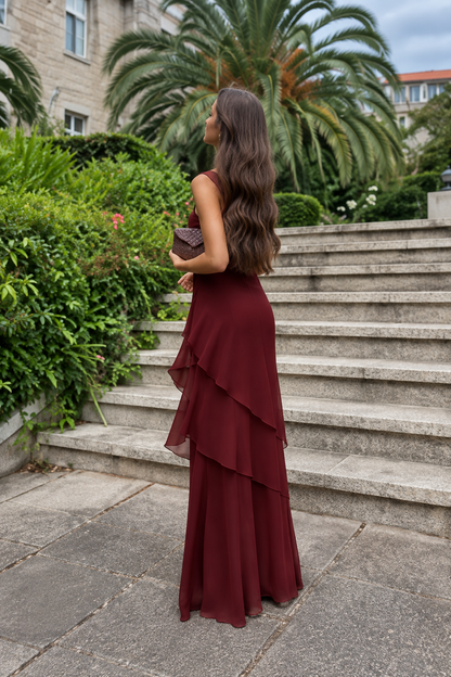 ELIA | Vestido largo asimétrico con volantes