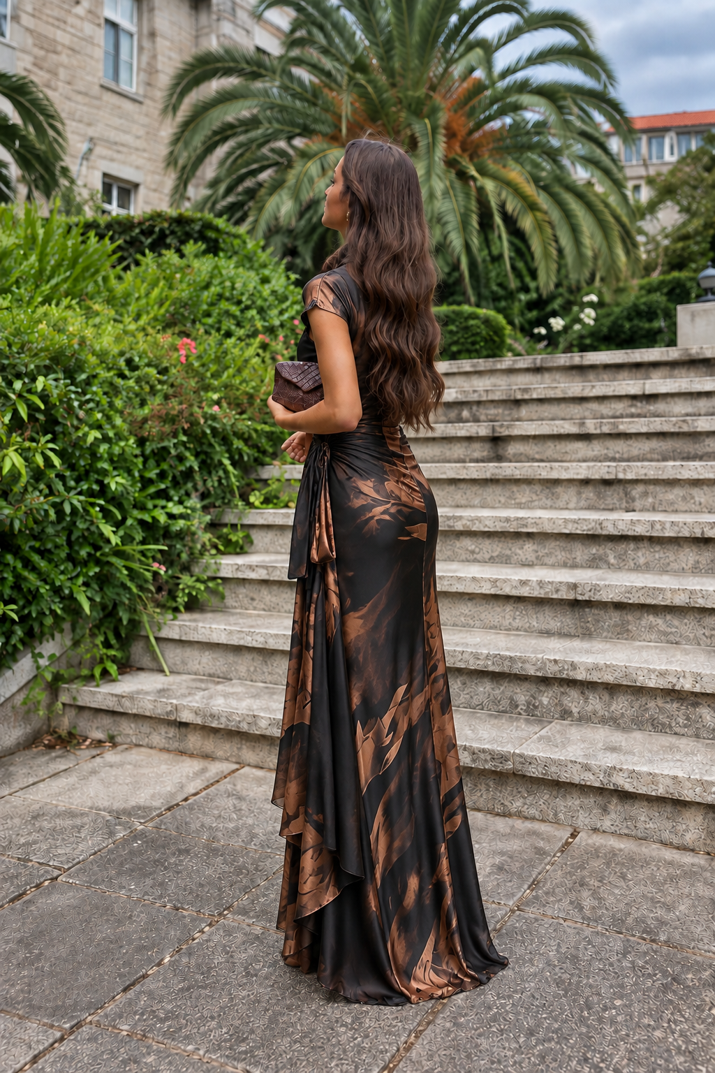 ROMA | Vestido largo cruzado con escote en V