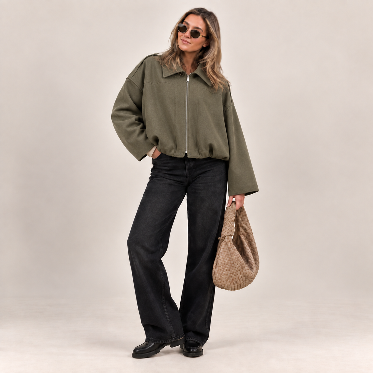 VITTORIA | Chaqueta Bomber de Ante Oversize