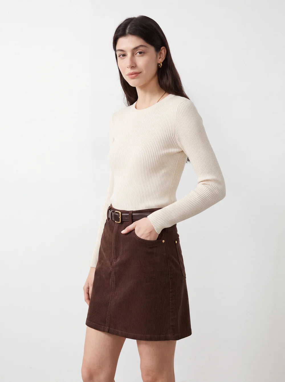 GIADA | Falda Mini de Pana con Cinturón