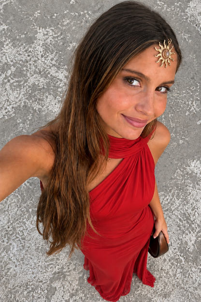 ALESSIA | Vestido Maxi Asimétrico con Cuello Halter