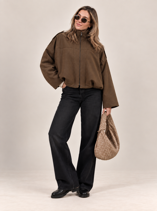 VITTORIA | Chaqueta Bomber de Ante Oversize