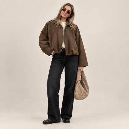 VITTORIA | Chaqueta Bomber de Ante Oversize
