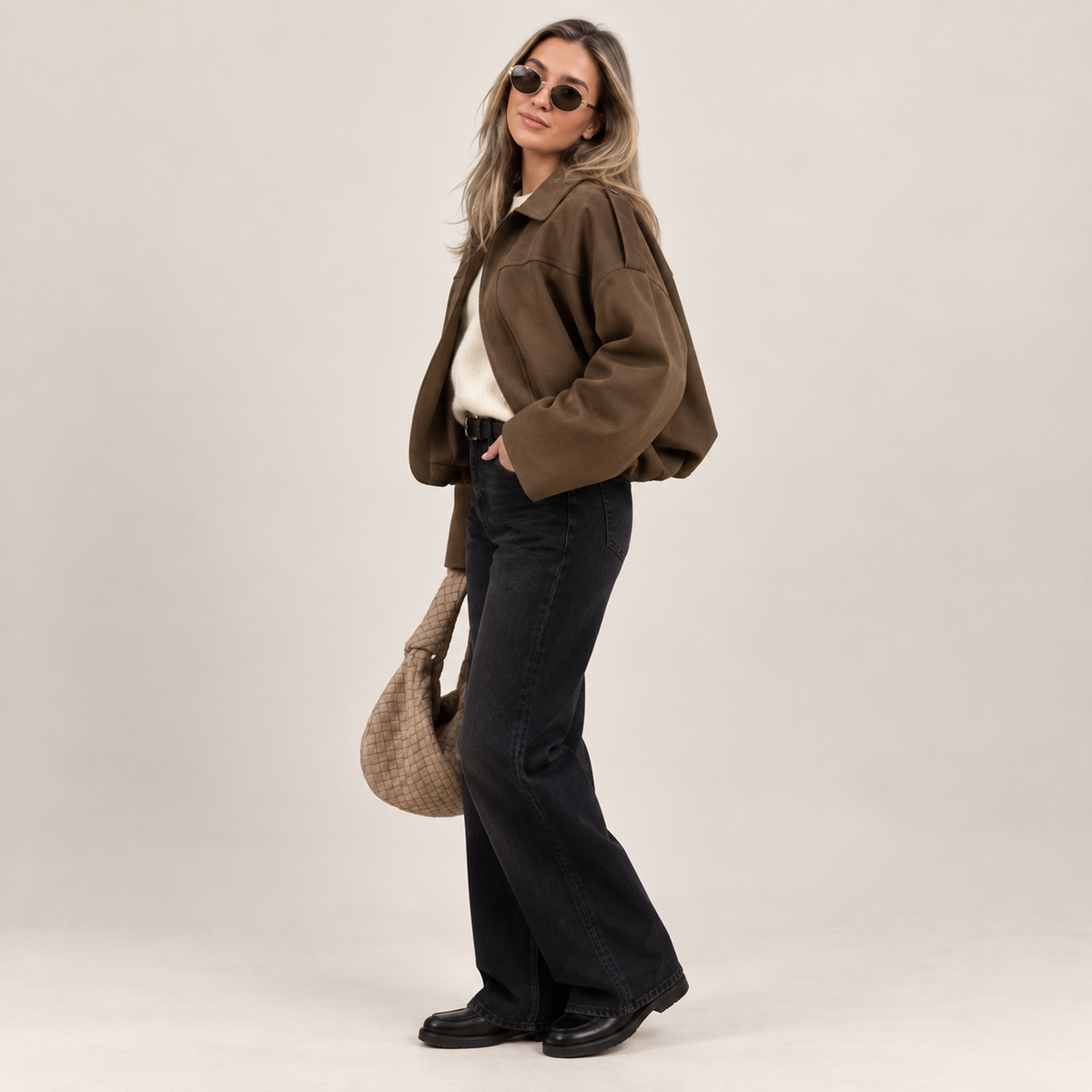 VITTORIA | Chaqueta Bomber de Ante Oversize