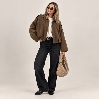 VITTORIA | Chaqueta Bomber de Ante Oversize