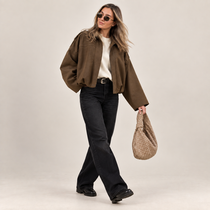 VITTORIA | Chaqueta Bomber de Ante Oversize