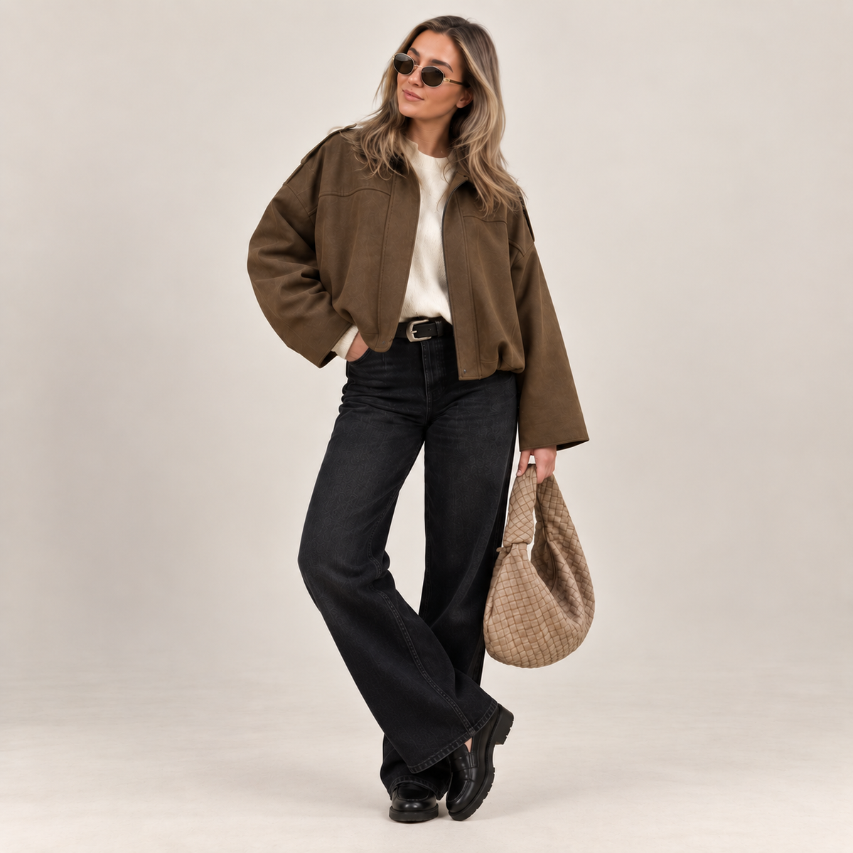 VITTORIA | Chaqueta Bomber de Ante Oversize