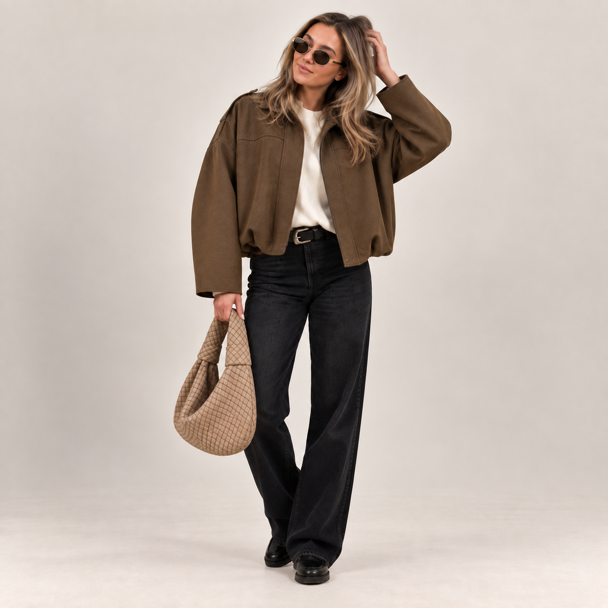 VITTORIA | Chaqueta Bomber de Ante Oversize