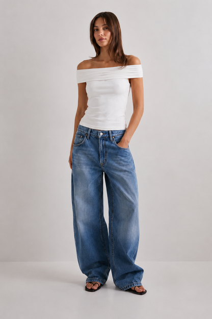 AMELIA | Top Bardot drapeado