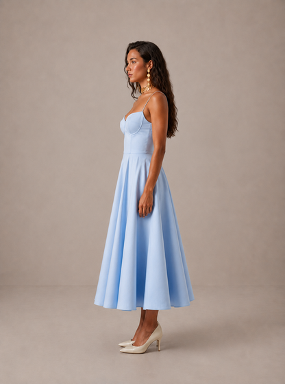 CARLOTA | Vestido Maxi con escote corazón y vuelo