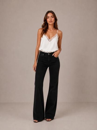 LAIA | Top satinado con detalle de encaje