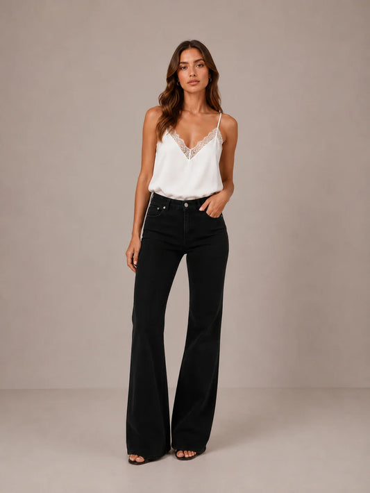 LAIA | Top satinado con detalle de encaje