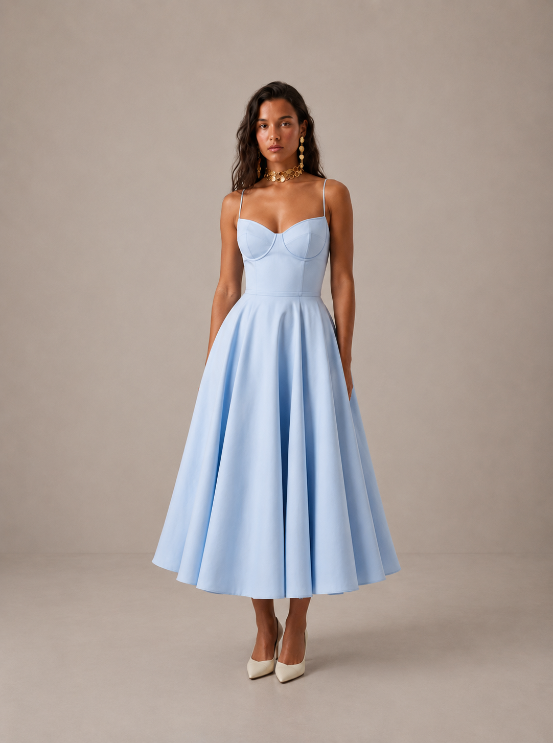 CARLOTA | Vestido Maxi con escote corazón y vuelo