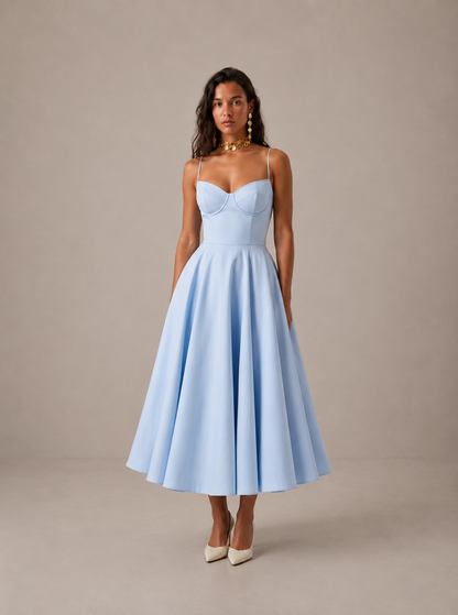 CARLOTA | Vestido Maxi con escote corazón y vuelo