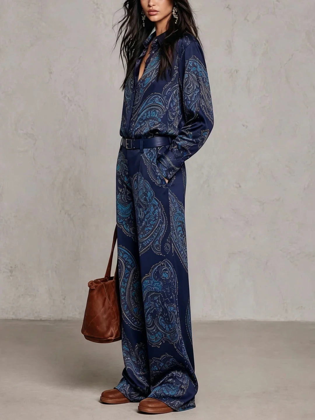 AMARA | Conjunto completo satén estampado paisley