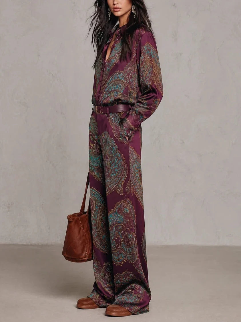 AMARA | Conjunto completo satén estampado paisley