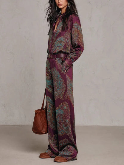 AMARA | Conjunto completo satén estampado paisley