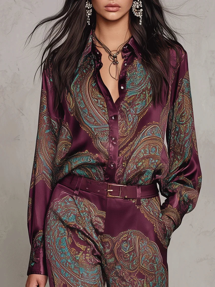 AMARA | Conjunto completo satén estampado paisley