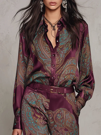 AMARA | Conjunto completo satén estampado paisley