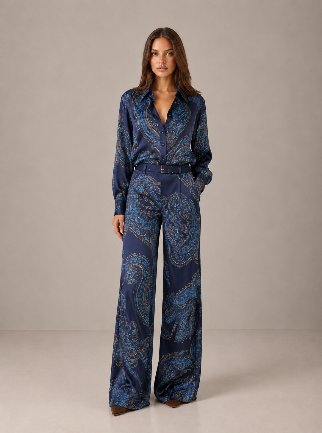 AMARA | Conjunto completo satén estampado paisley