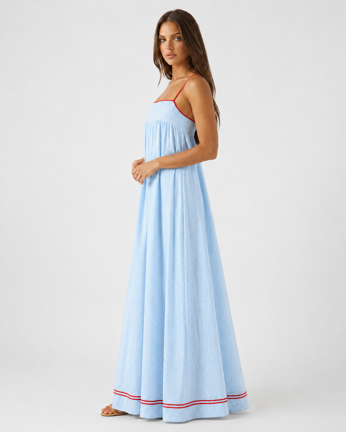 AURORA | Vestido Maxi de Rayas Mediterráneas