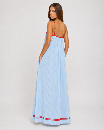 AURORA | Vestido Maxi de Rayas Mediterráneas