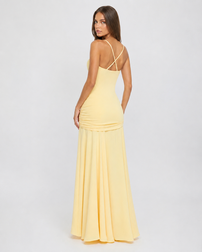 AINA | Vestido largo con escote cuadrado fruncido