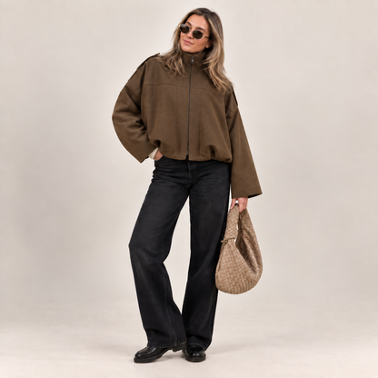 VITTORIA | Chaqueta Bomber de Ante Oversize