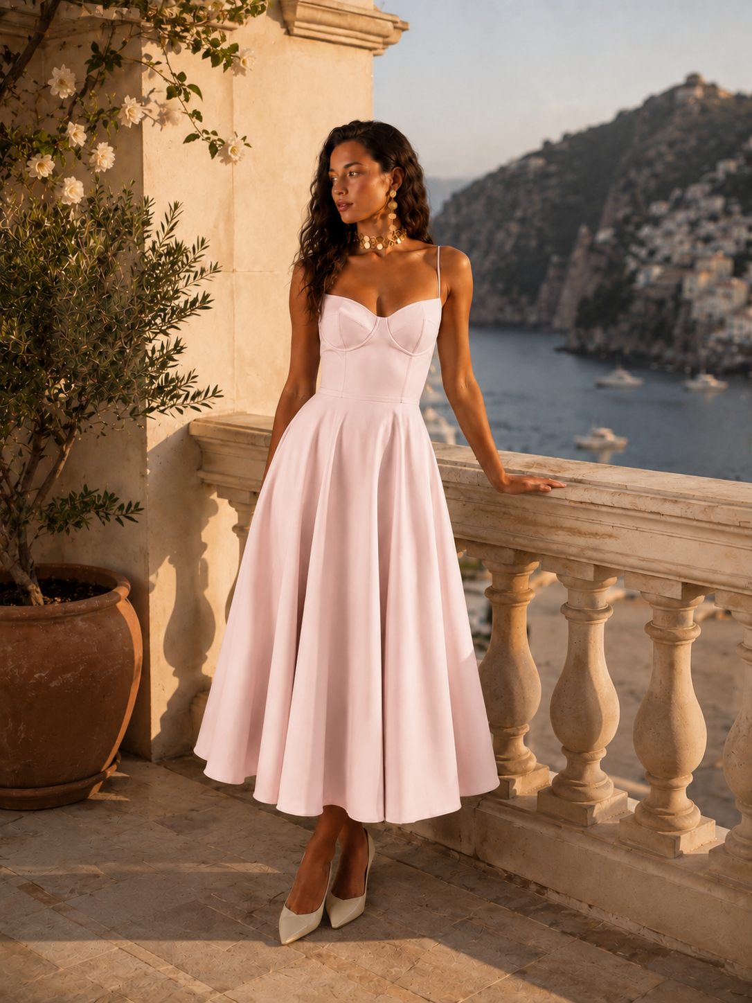 CARLOTA | Vestido Maxi con escote corazón y vuelo