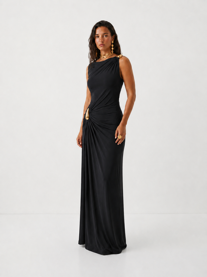 CINTHIA | Vestido elegante con enganches dorados