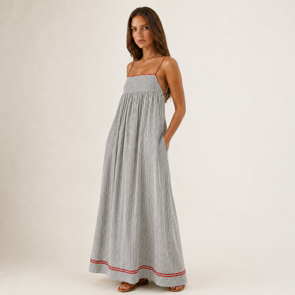 AURORA | Vestido Maxi de Rayas Mediterráneas