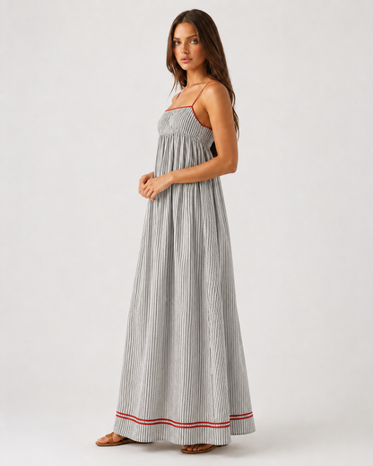 AURORA | Vestido Maxi de Rayas Mediterráneas
