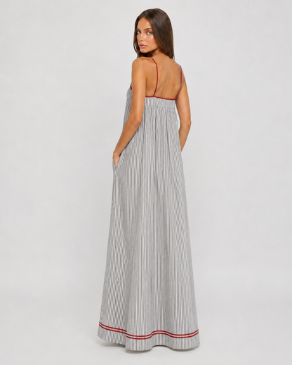 AURORA | Vestido Maxi de Rayas Mediterráneas