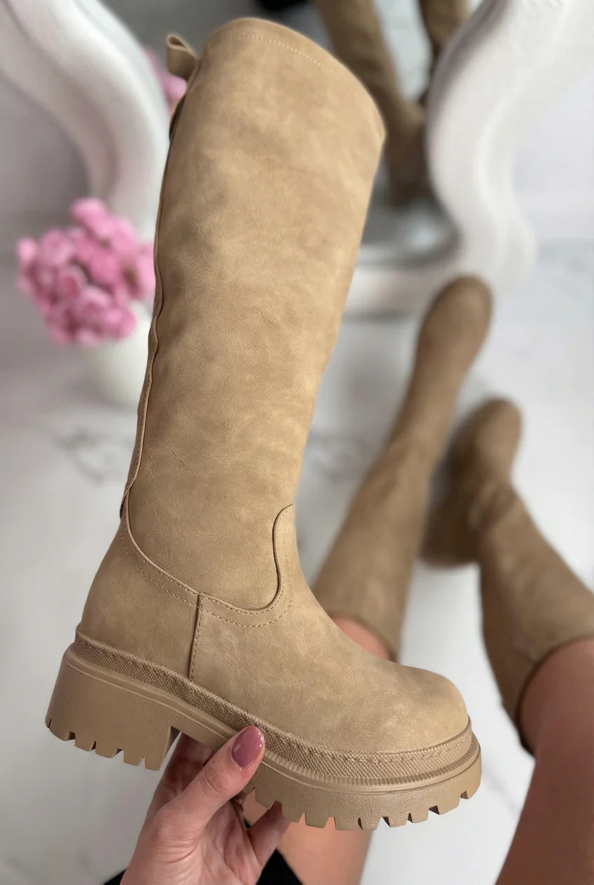 DAFNE | Botas Altas Negras De Cuero