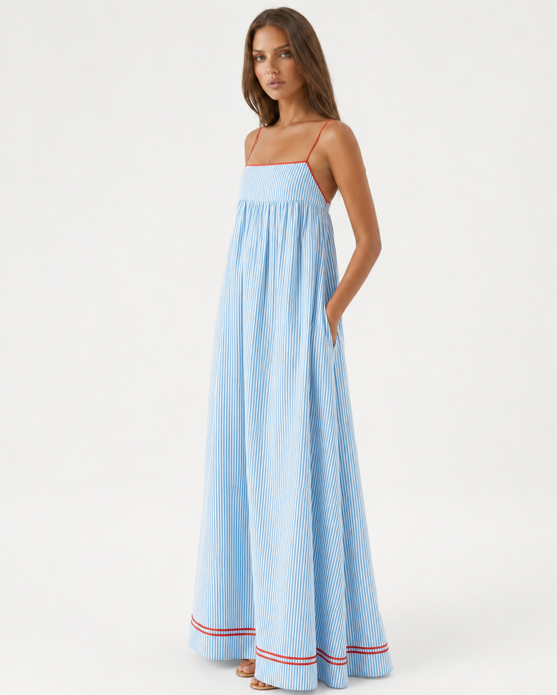 AURORA | Vestido Maxi de Rayas Mediterráneas