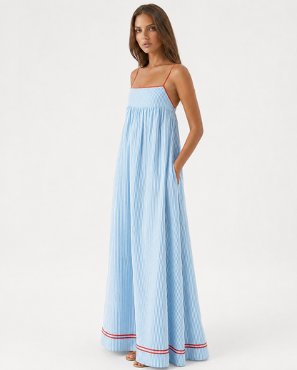 AURORA | Vestido Maxi de Rayas Mediterráneas