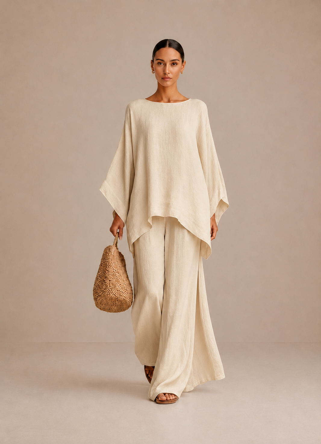 CHIARA | Conjunto de top y pantalon holgado de lino