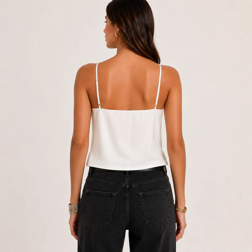 LAIA | Top satinado con detalle de encaje