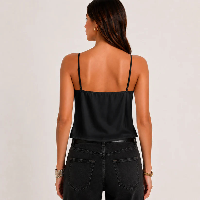 LAIA | Top satinado con detalle de encaje