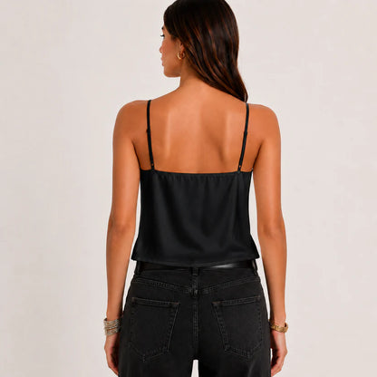 LAIA | Top satinado con detalle de encaje
