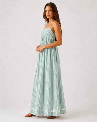 AURORA | Vestido Maxi de Rayas Mediterráneas